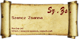 Szencz Zsanna névjegykártya